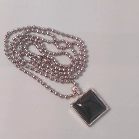 ⭐️3/$15⭐️ Black as Night Square Cabochon Pendant Necklace - Picture 8 of 8